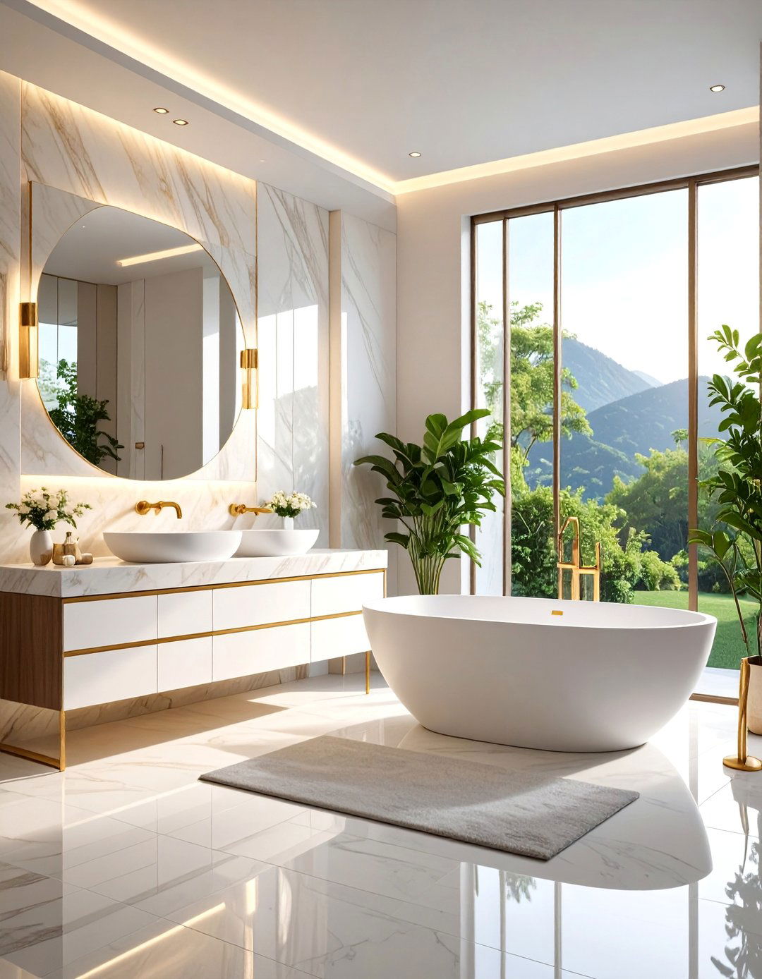 Onyx Backlit Feature Bathroom Design - 25 Stone Bathroom Ideas