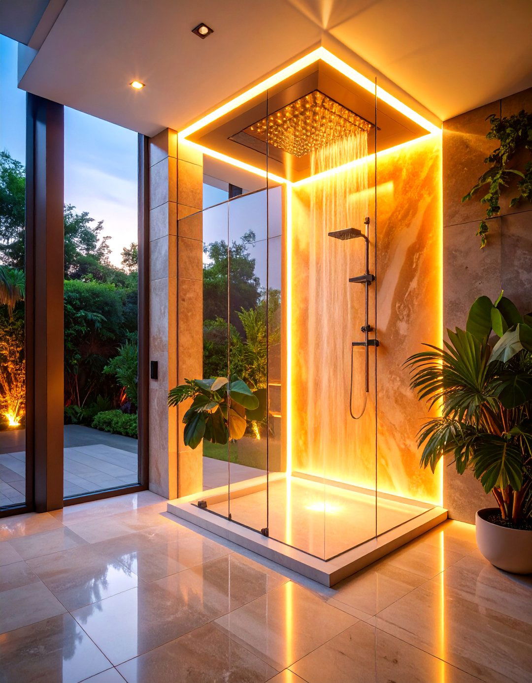 Onyx Translucent Stone Shower with Backlit Luxury - 25 Stone Shower Design Ideas