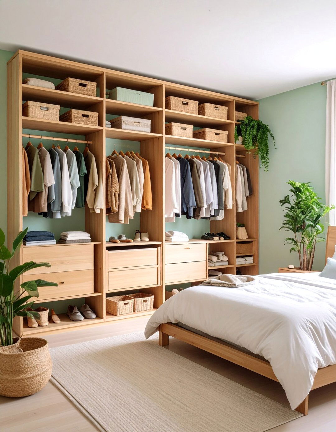 Open Closet with Natural Fiber and Sustainable Materials - 25 Open Closet Ideas