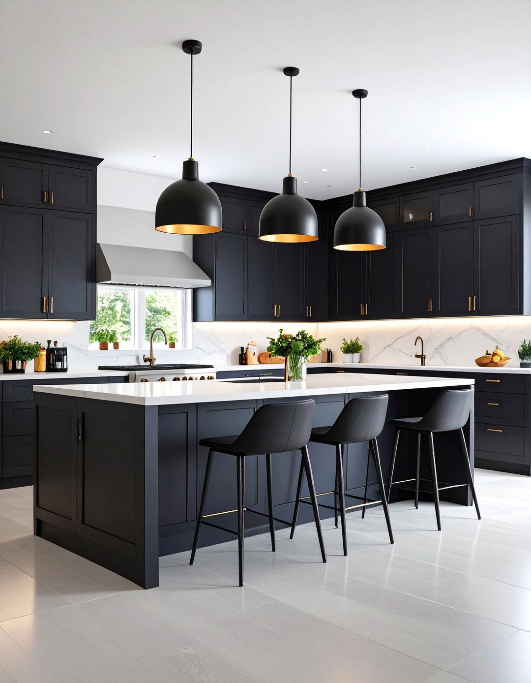Open Concept Black Kitchen with Breakfast Bar - 25 kitchens with beautiful black cabinets