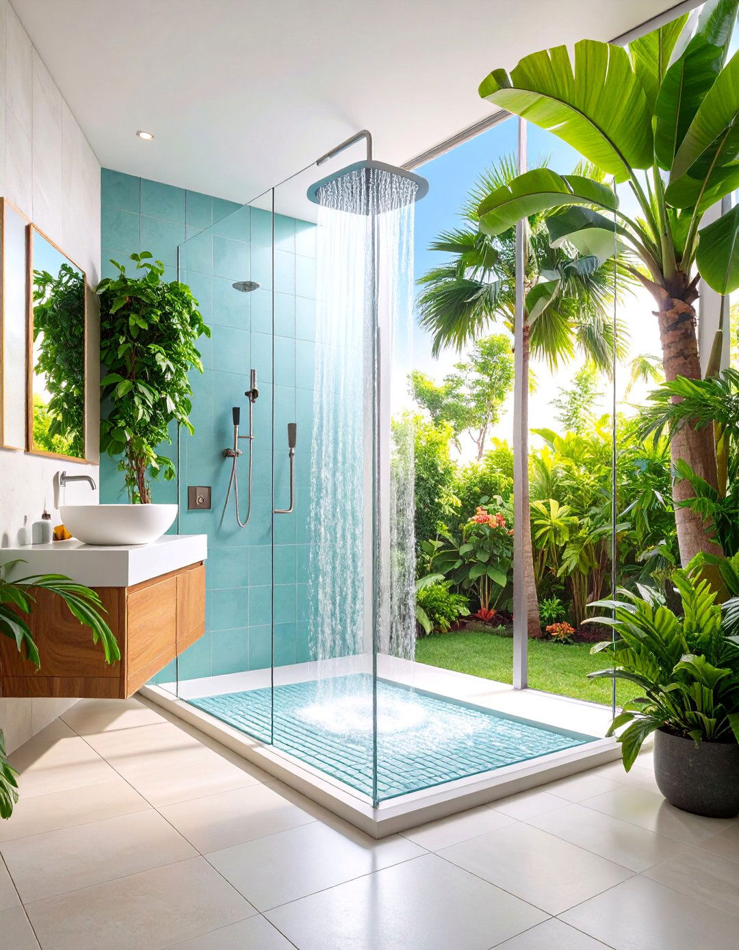 Open Concept Doorless Shower Design - 25 Modern Bathroom Ideas