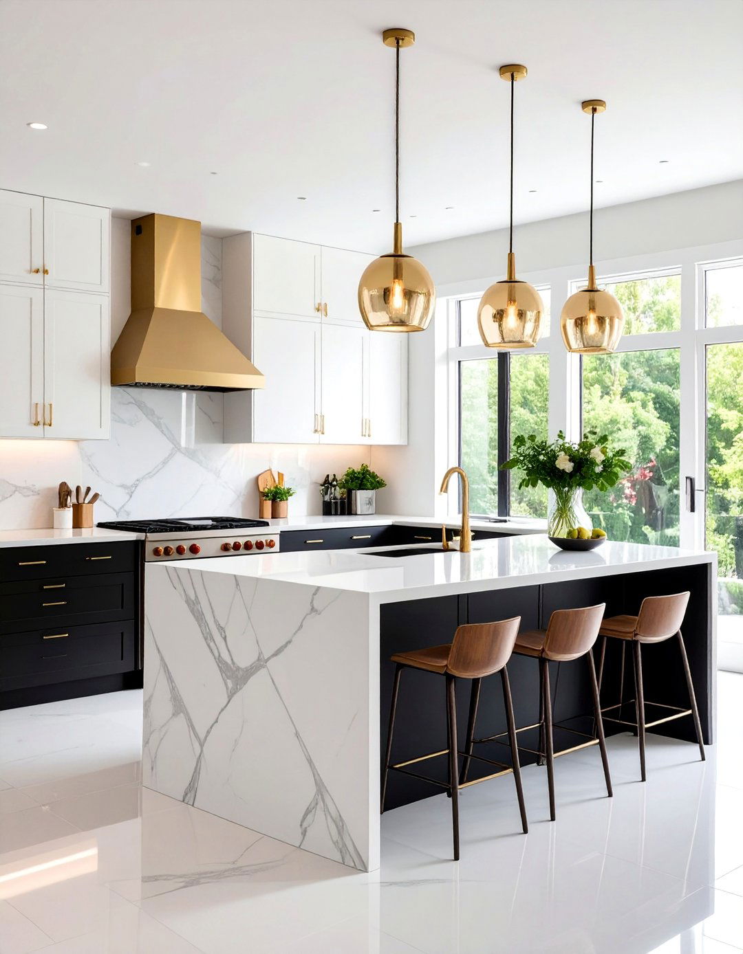 Open Concept Entertainer Black Kitchen Cabinets With White Countertops - 25 Black Kitchen Cabinets With White Countertops