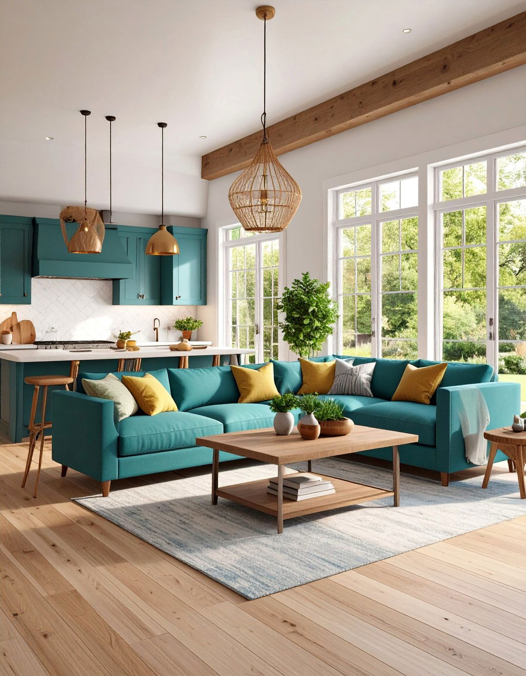 Open Concept Farmhouse Living Room with Kitchen Integration - 25 Farmhouse Living Room Ideas