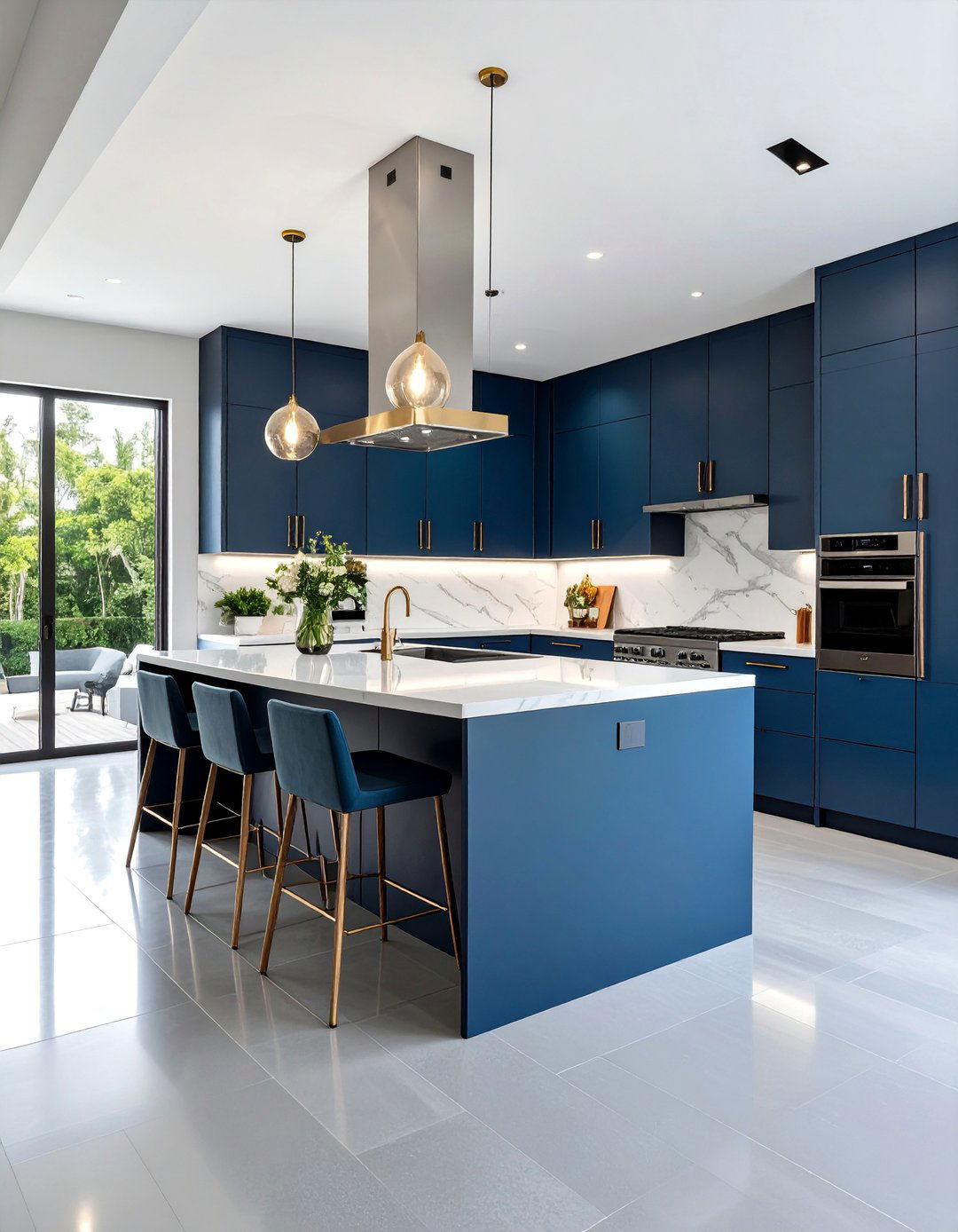 Open Concept Kitchen with Grey Polished Porcelain Floors - 25 Kitchens With Grey Floors