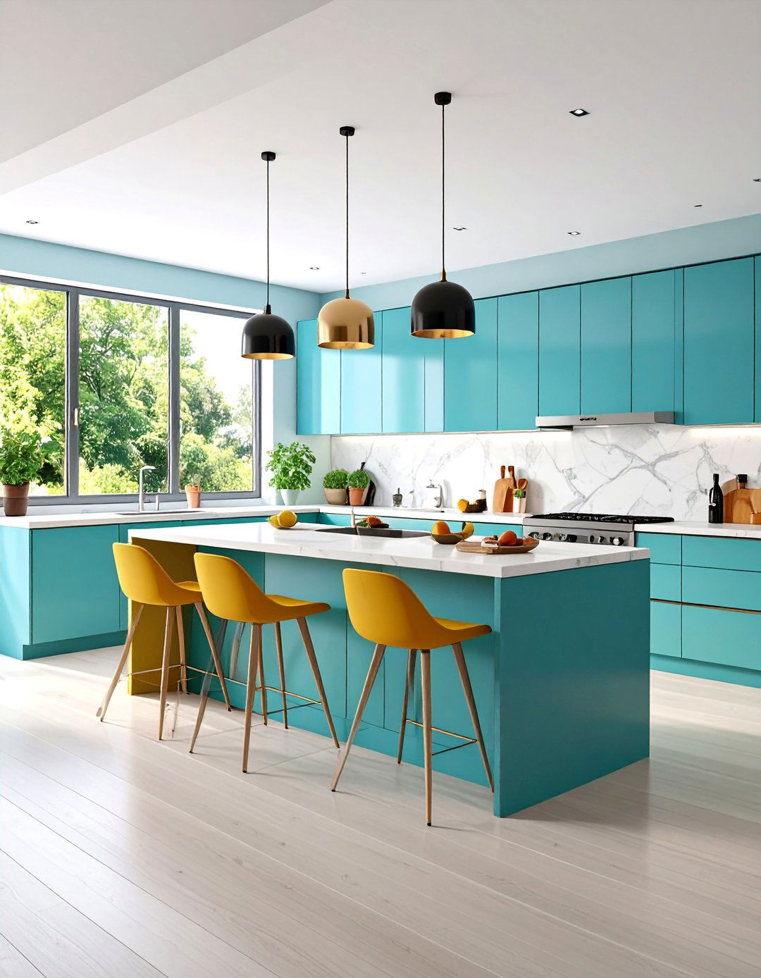 Open Concept Kitchen with Minimalist Room Dividers - 25 Minimalist Kitchen Ideas