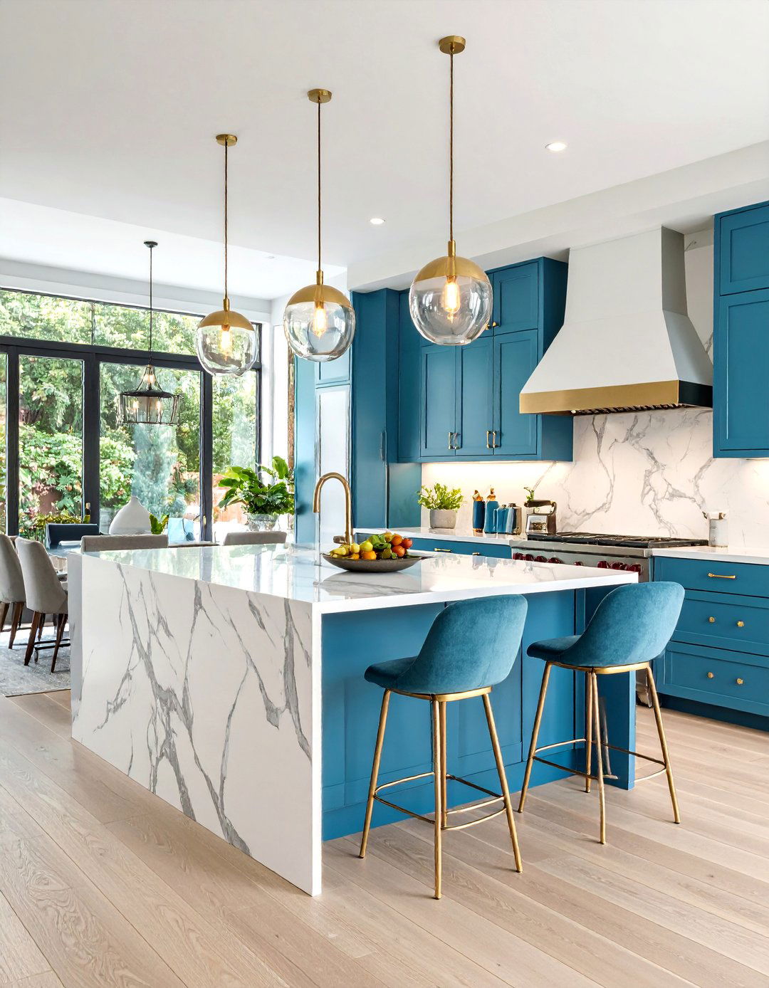 Open Concept Kitchen with Waterfall Island - 25 Townhouse Kitchen Ideas