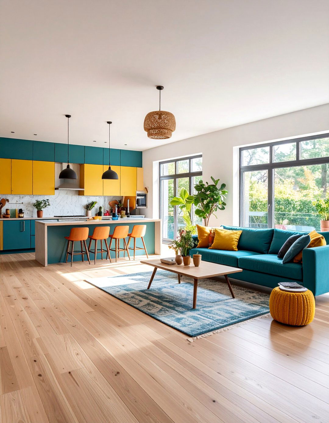 Open Concept Living Room with Kitchen Integration - 25 Long Living Room Ideas