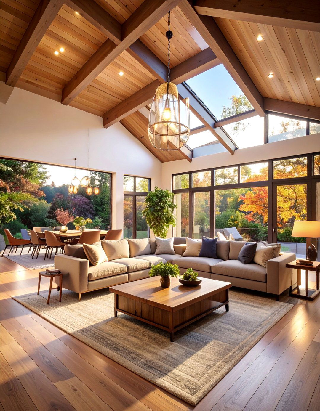 Open Concept Reverse Tray Ceiling with Zone Definition - 25 Reverse Tray Ceiling Ideas