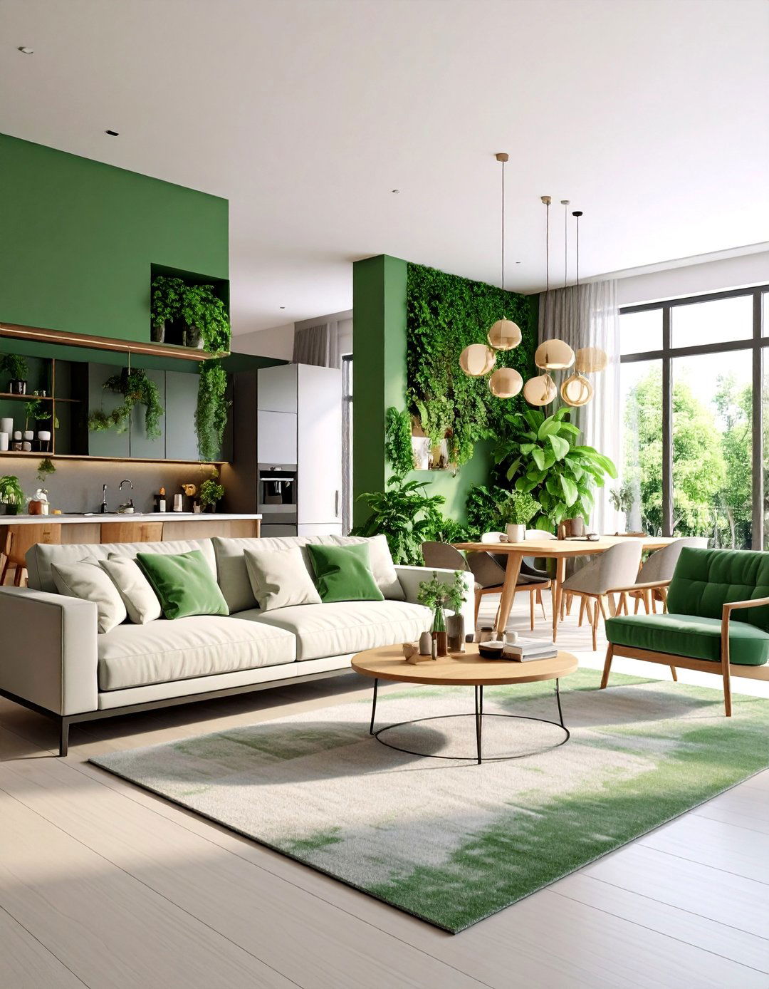 Open Concept Sage Green and Cream Living Room - 25 sage green and cream living room ideas