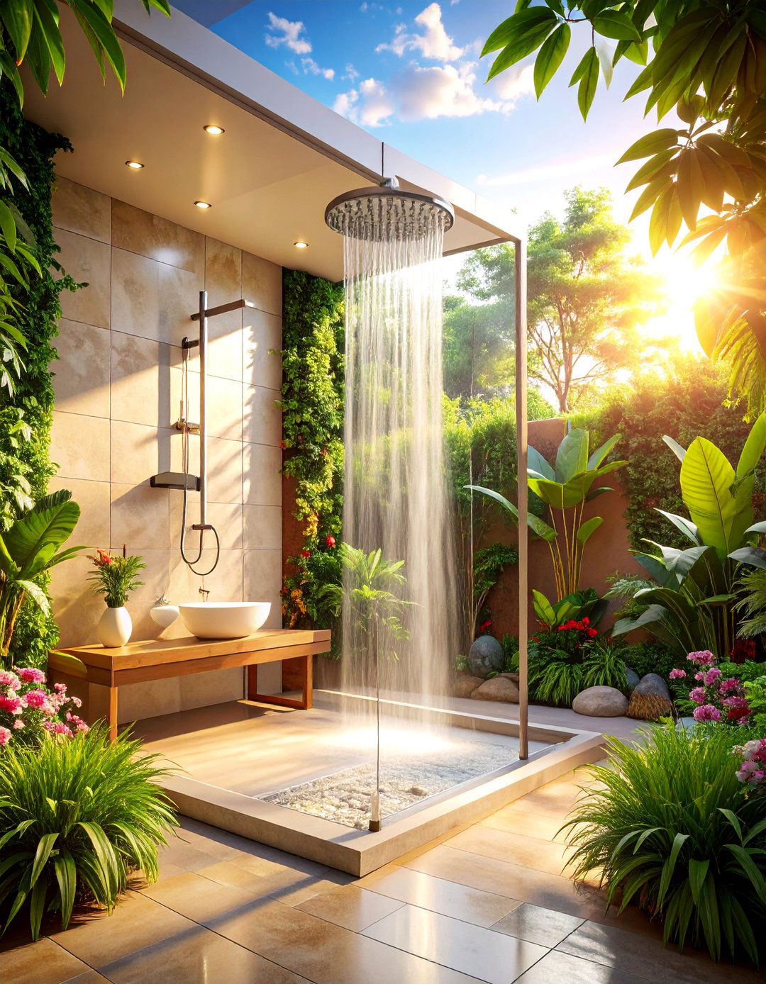 Open Concept Shower with Glass Enclosures - 25 Bathroom Remodel Ideas