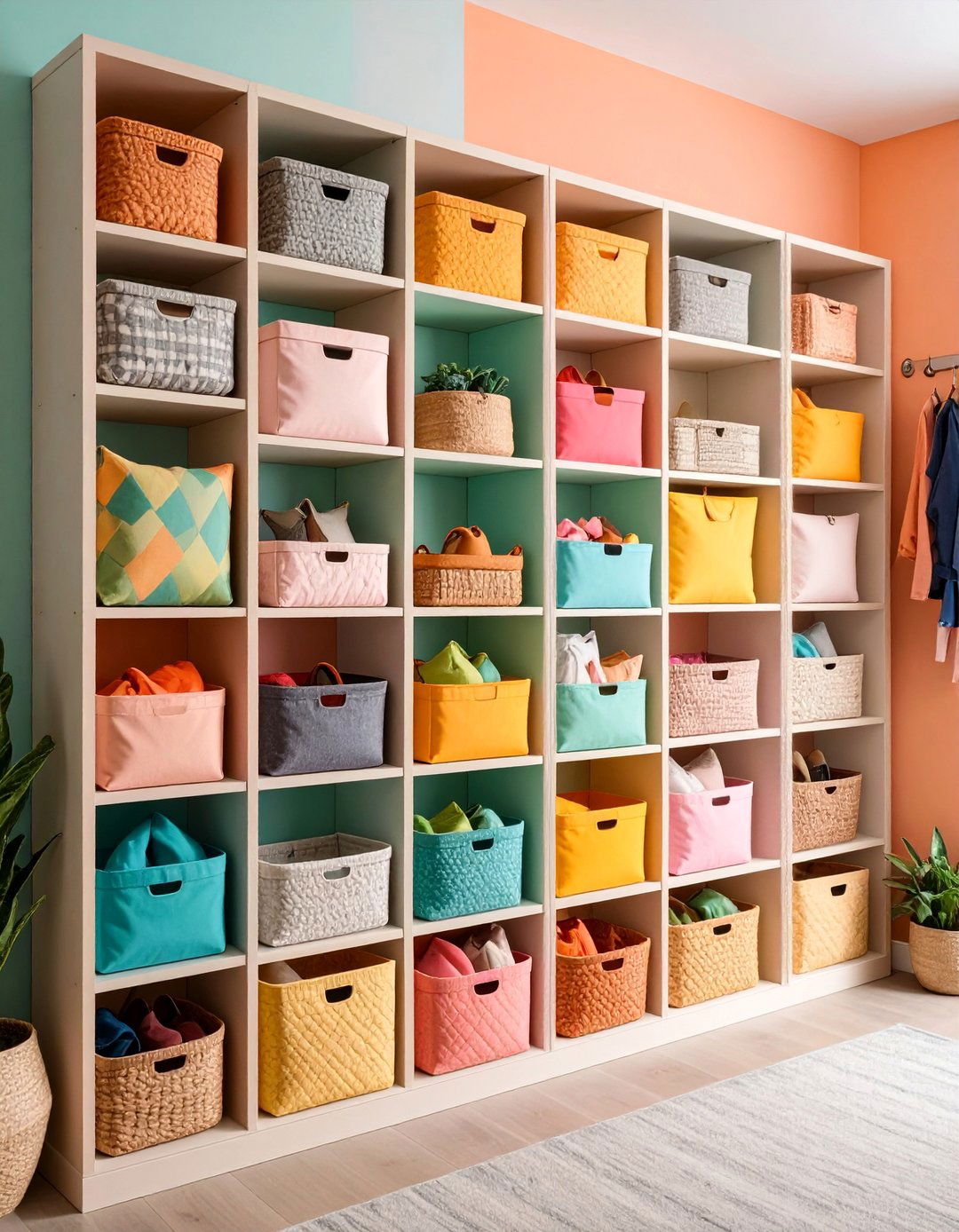 Open Cubby Grid Wall System - 25 Mudroom Storage Ideas