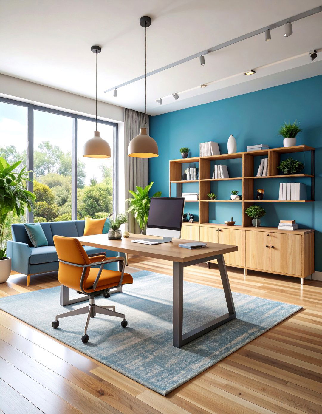 Open Floor Plan with Dedicated Home Office Zone - 25 Open Floor Plan Ideas