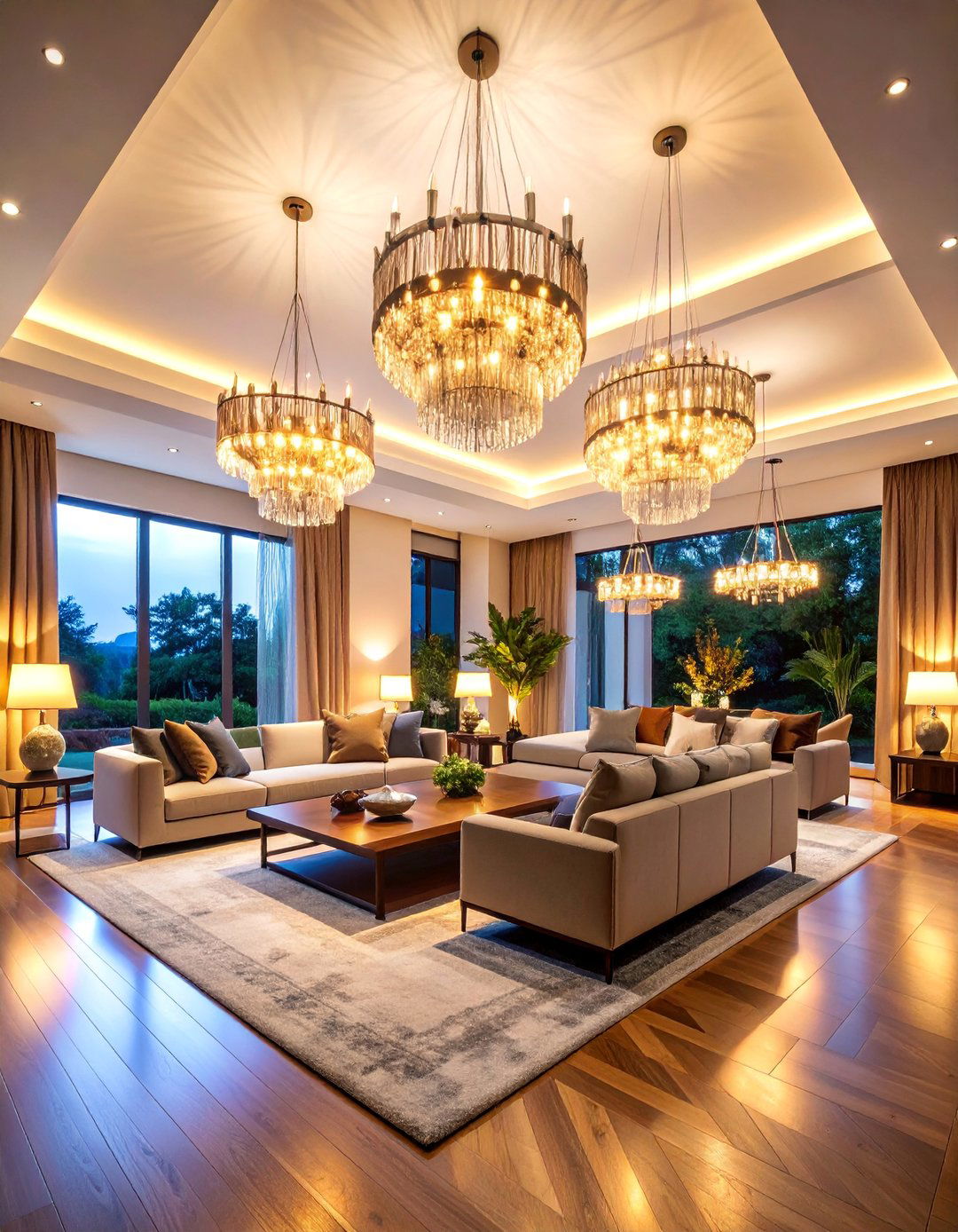 Open Floor Plan with Dramatic Lighting Design - 25 Open Floor Plan Ideas