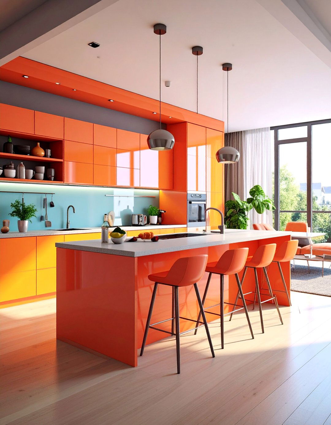 Open Kitchen Studio with Peninsula Breakfast Bar - 25 Studio Apartment Ideas