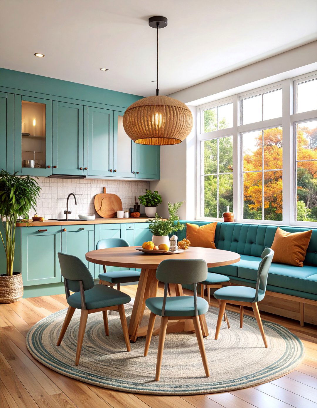 Open Kitchen with Banquette Seating Nook - 25 Open Kitchen Ideas