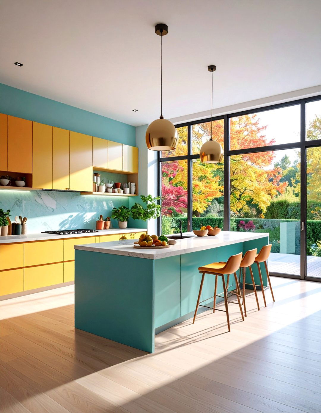 Open Kitchen with Full Height Window Wall - 25 Open Kitchen Ideas