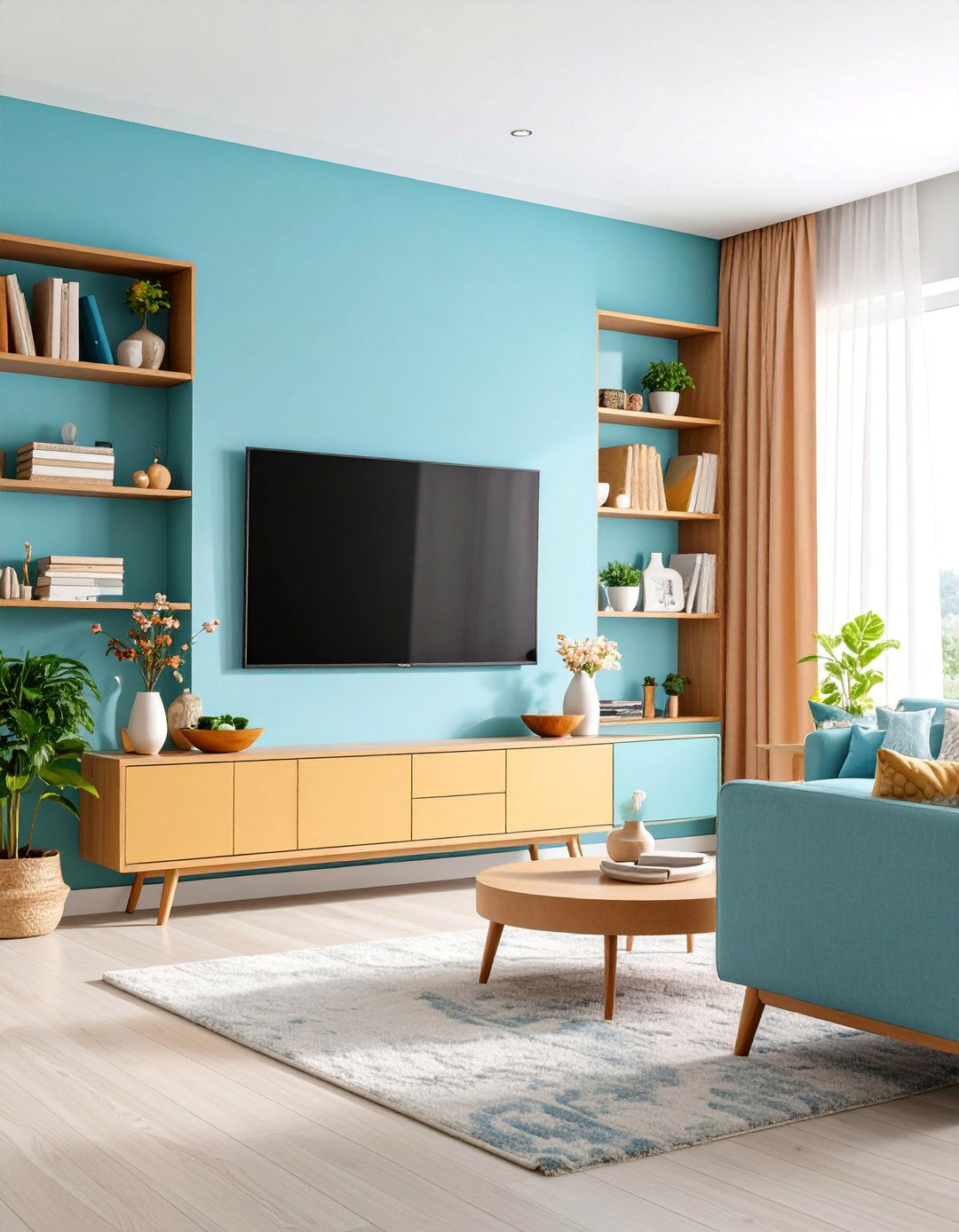 Open Media Console Shelving - 25 Tv Wall Ideas