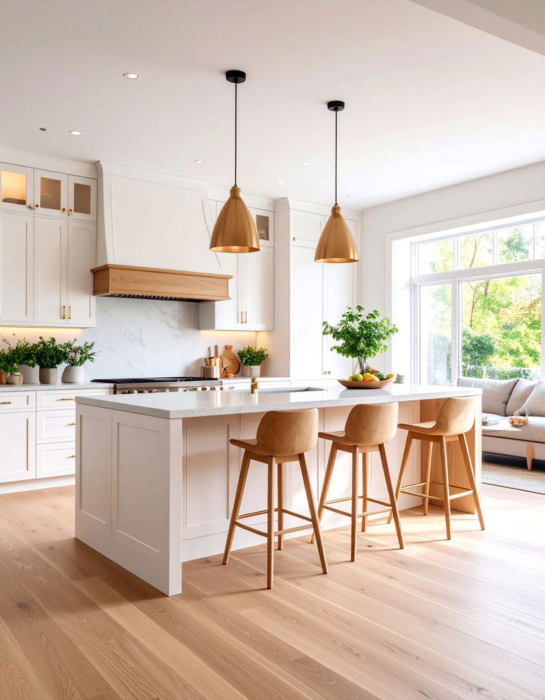 Open Plan Kitchen with White Oak Island Centerpiece - 25 Kitchens With White Oak Cabinets