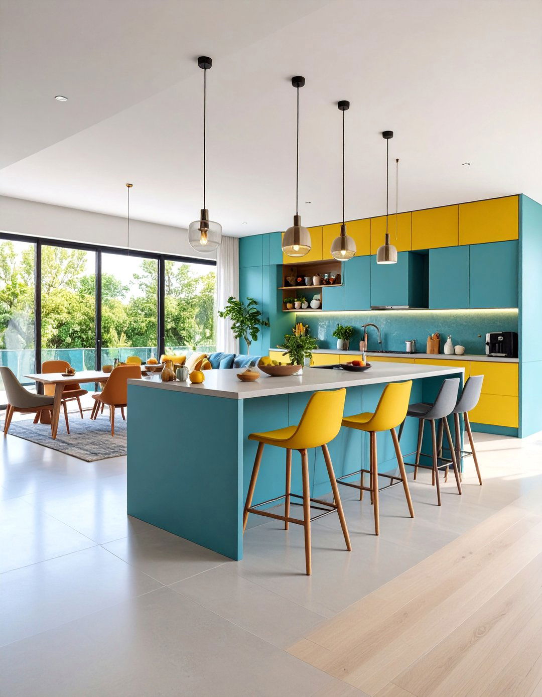 Open Plan Microcement Kitchen with Living Integration - 25 Microcement Kitchen Ideas