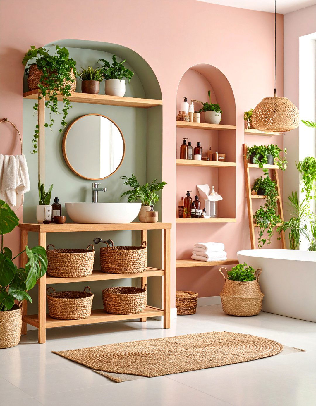 Open Shelving Bathroom with Display Storage - 25 Scandinavian Bathroom Ideas