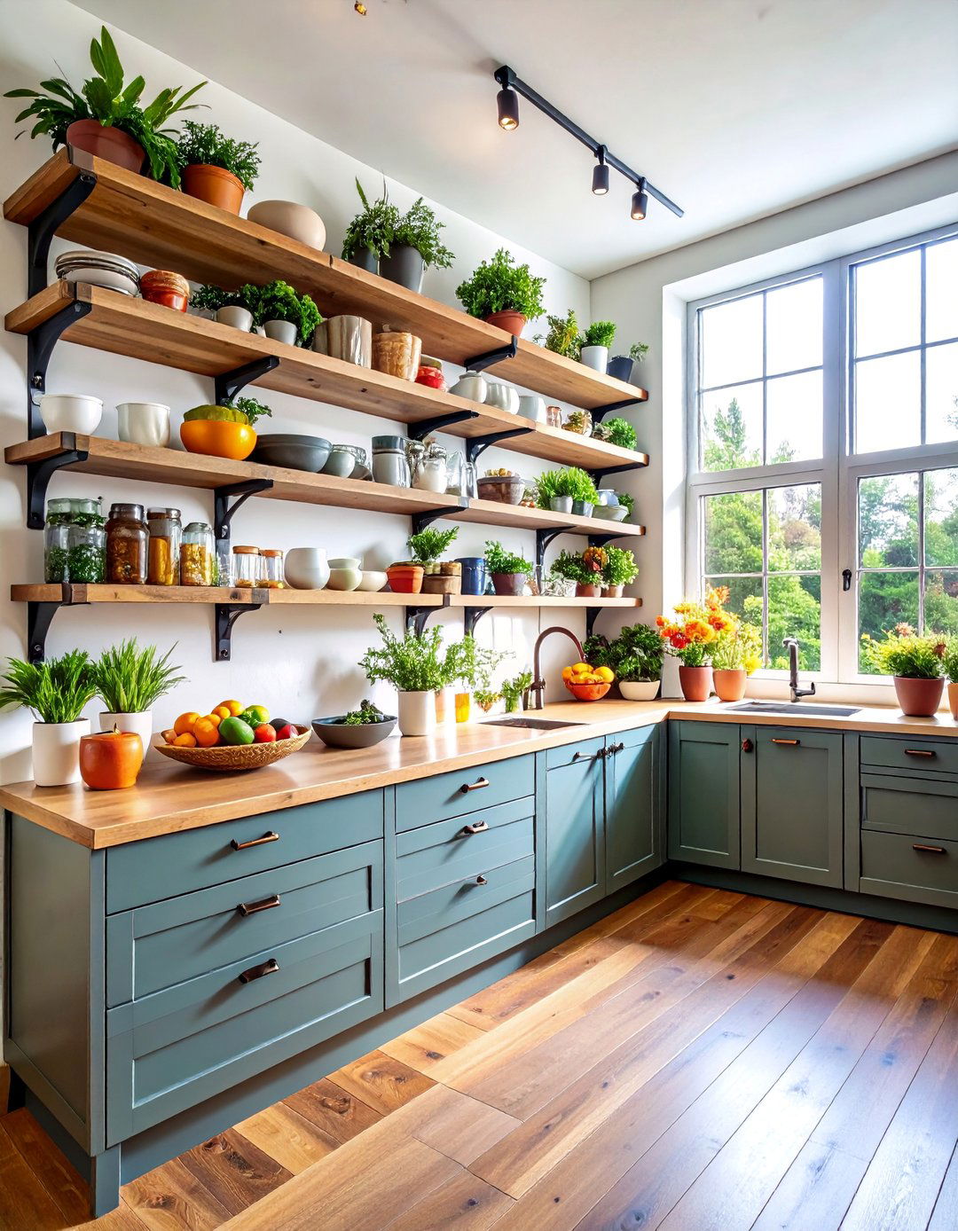 Open Shelving Eclectic Kitchen with Display Collections - 25 Eclectic Kitchen Ideas