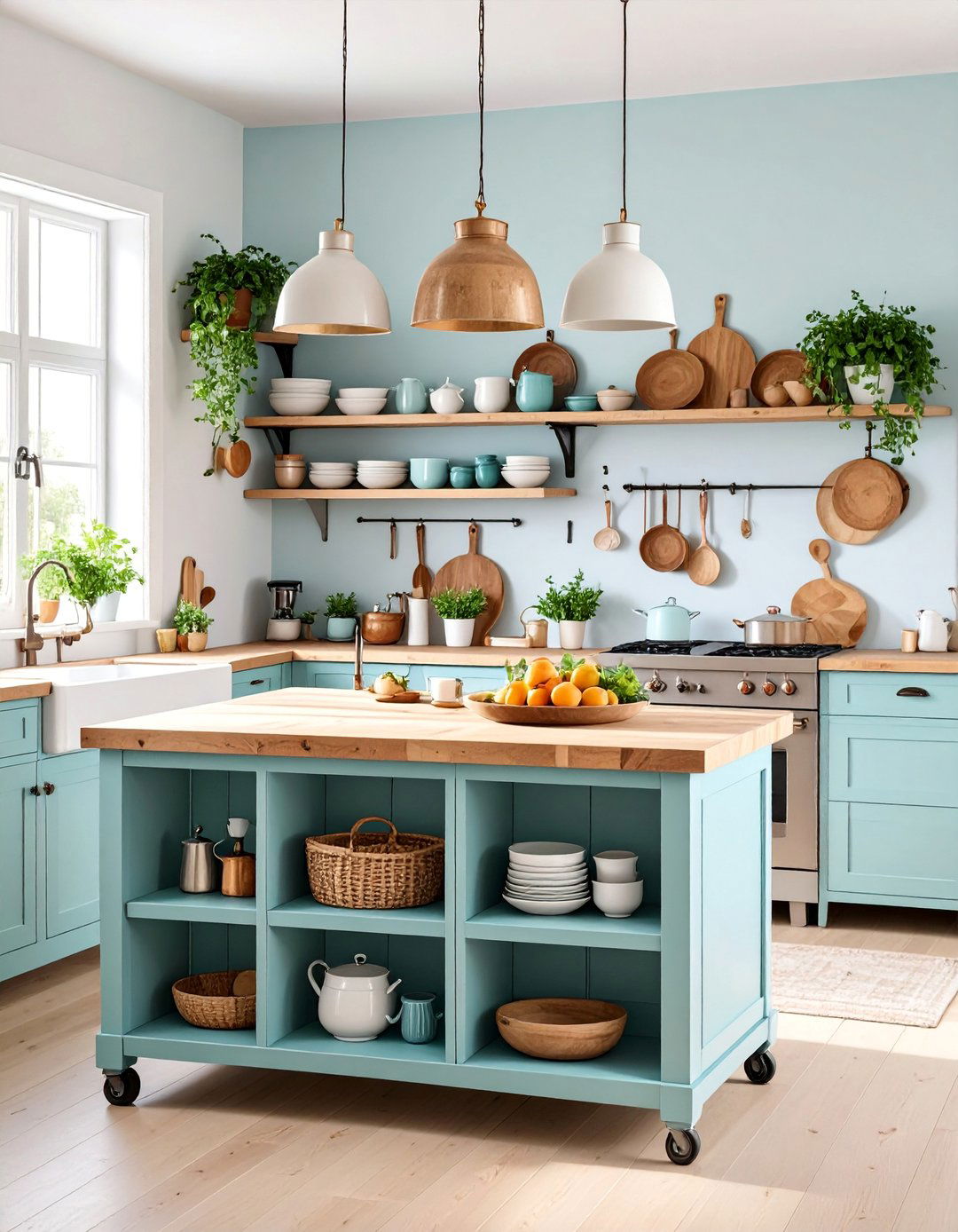 Open Shelving Farmhouse Kitchen Island - 25 Farmhouse Kitchen Island Ideas