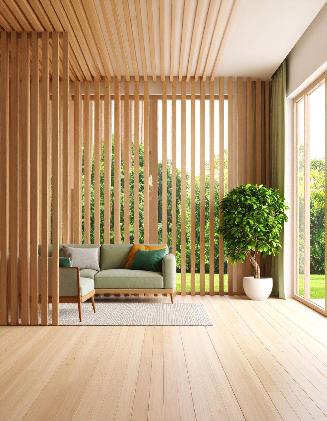 Open Slatted Half Wall - 25 Half Wall Ideas