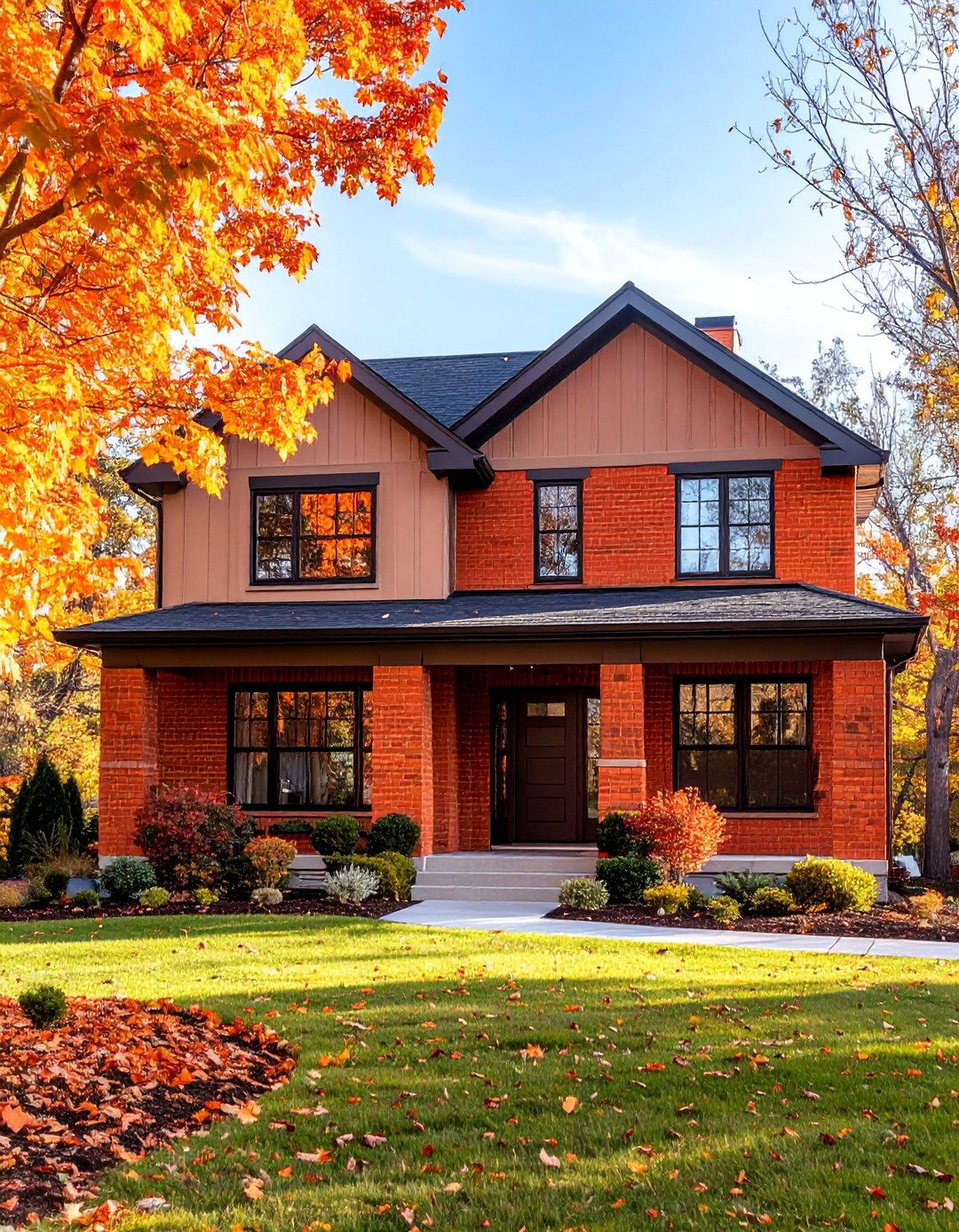 Orange Brick Accent Wall Feature - 25 Orange House Exterior Ideas