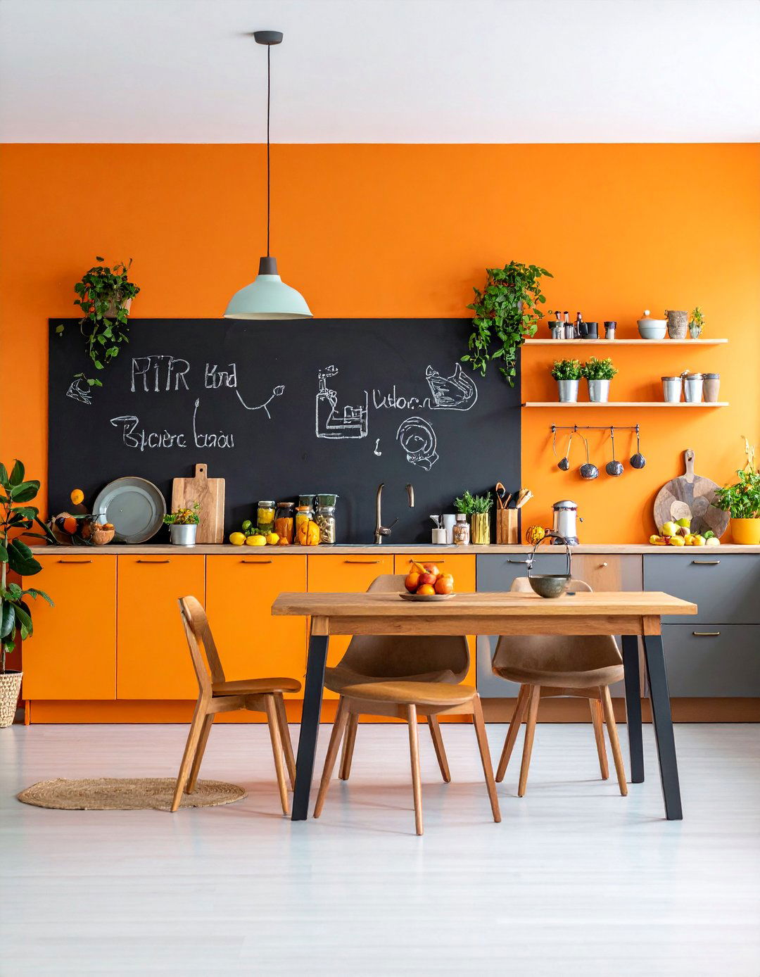 Orange Chalkboard Paint Accent Wall - 25 Orange Accent Wall Ideas