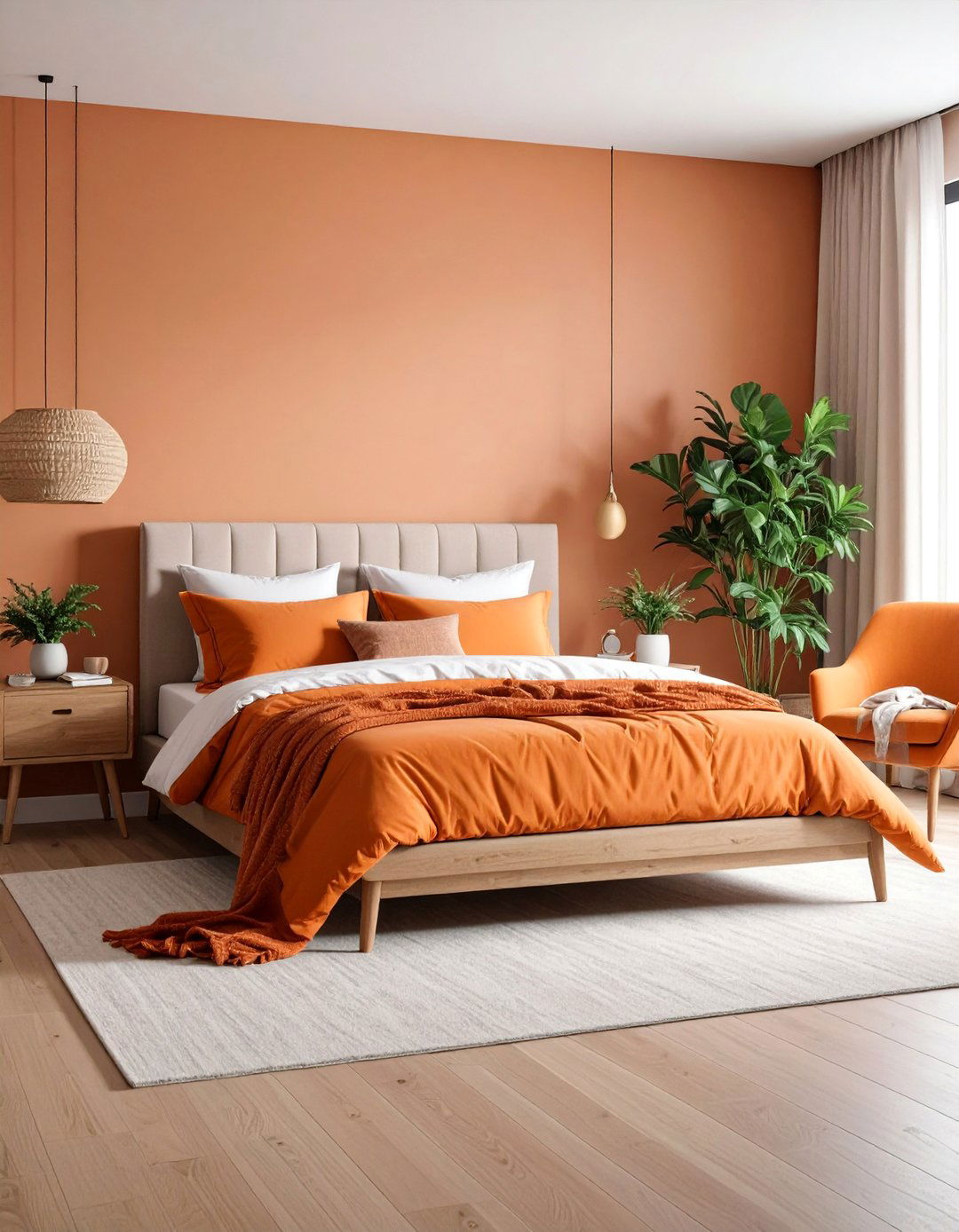 Orange Ombre Bedding Statement Design - 25 Orange Bedroom Ideas