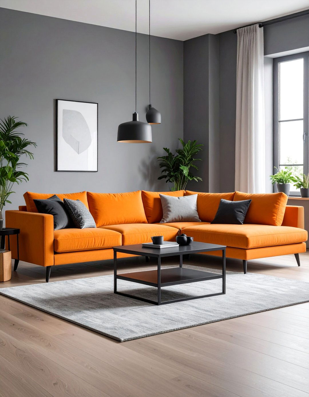 Orange Sectional Corner Living Room - 25 Black and Orange Living Room Ideas