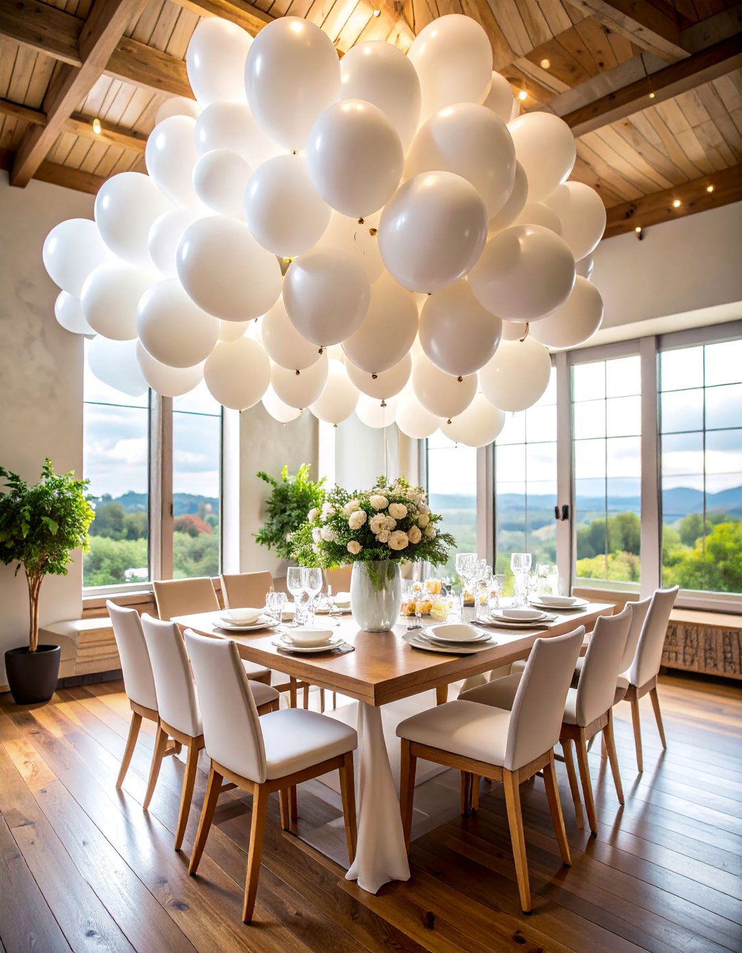 Organic Balloon Cloud Centerpiece - 25 Balloon Centerpiece Ideas