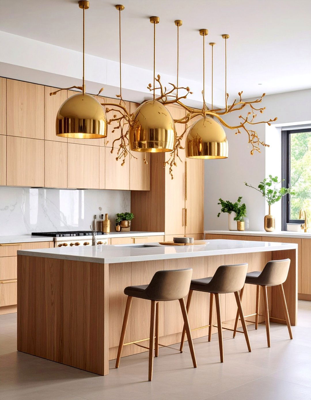 Organic Branch Inspired Gold Fixtures - 25 Kitchen Island Lighting Ideas