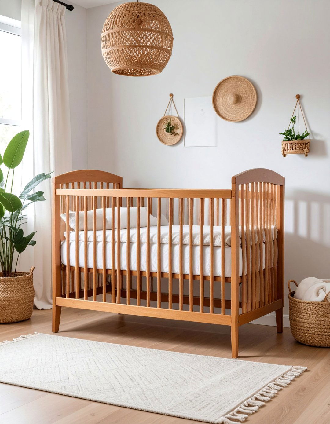 Organic Cotton Wabi Sabi Nursery with Natural Wood Furniture