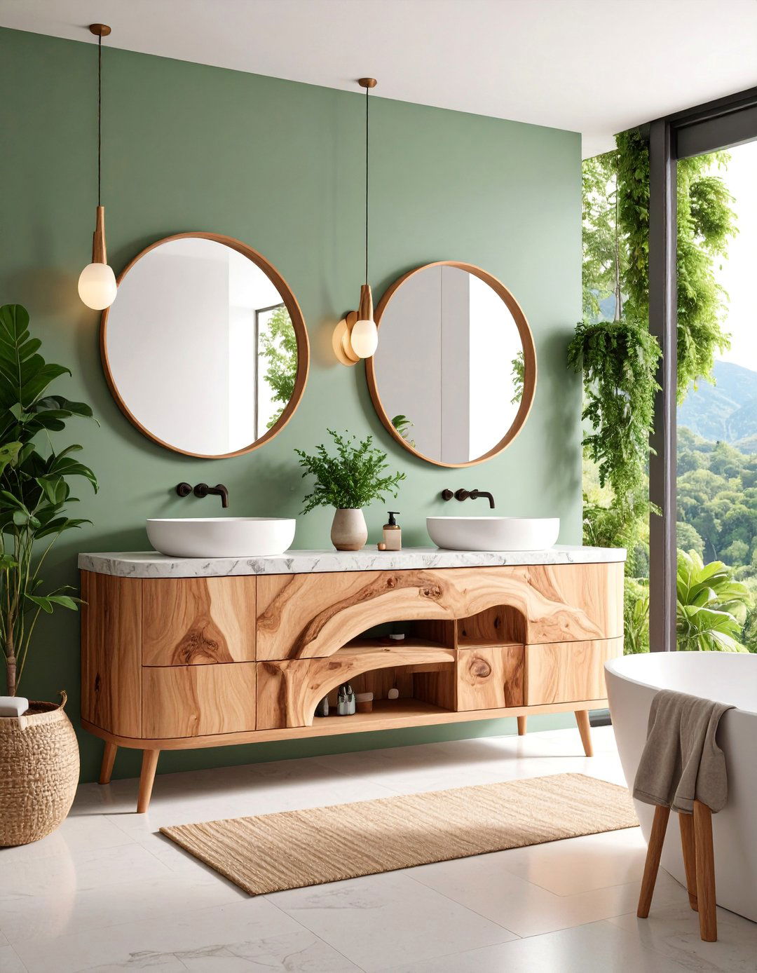 Organic Curved Vanity Design - 25 Japandi Bathroom Ideas