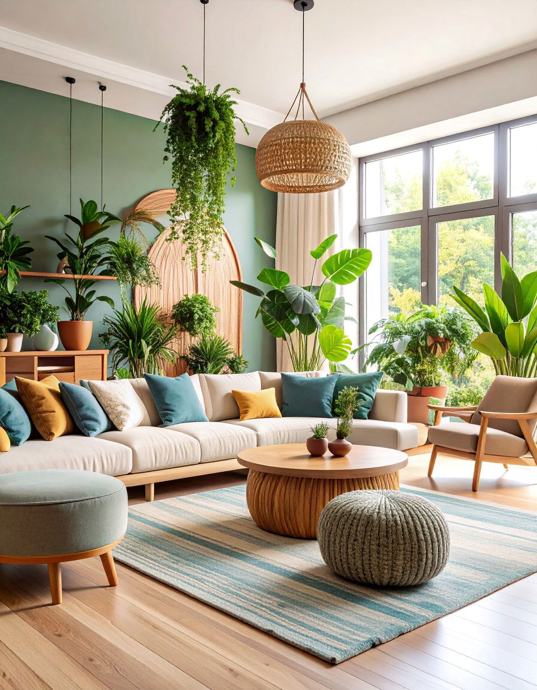 Organic Living Room with Curved Furniture - 25 Minimalist Interior Design Ideas