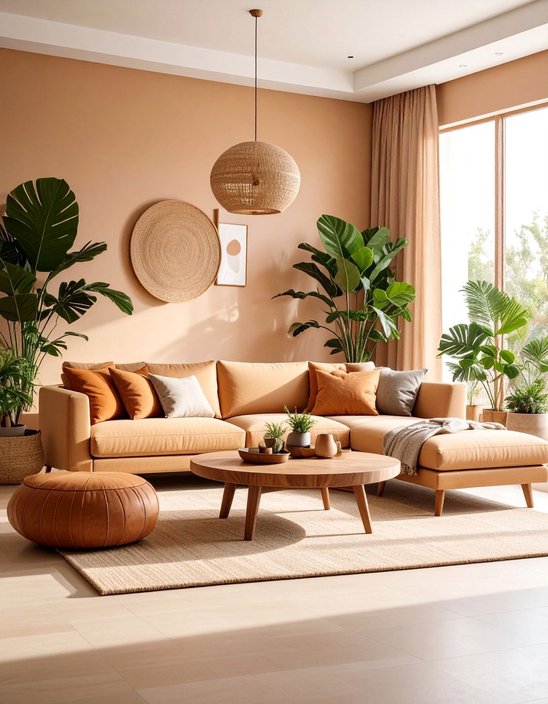 Organic Modern Living Room with Earth Tones - 25 Minimalist Interior Design Ideas