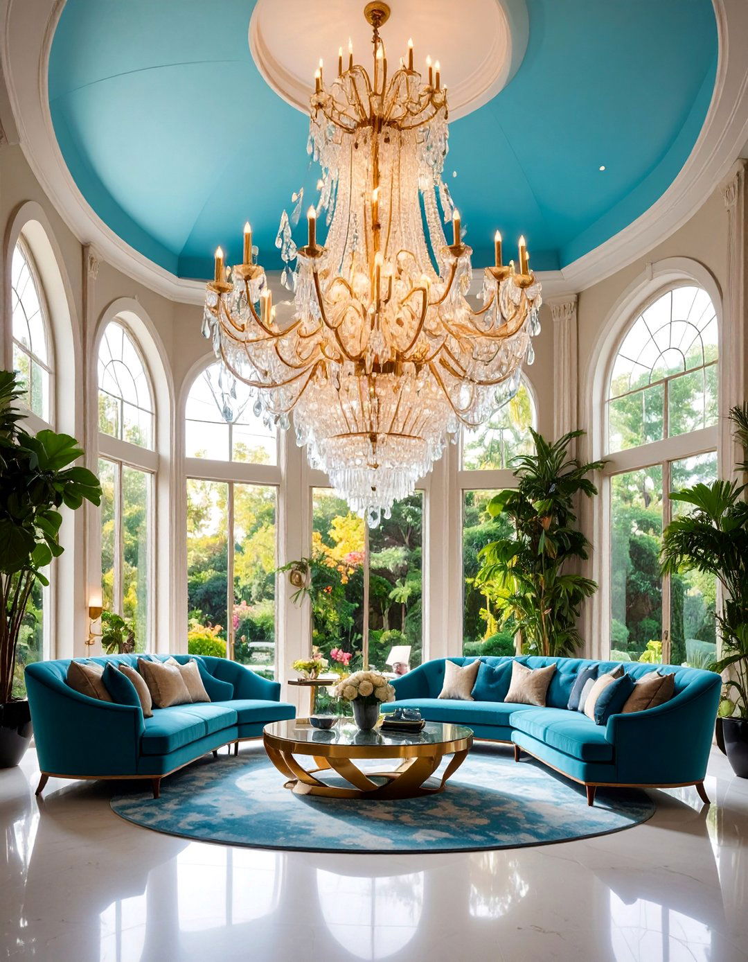 Organic Shaped Crystal Chandelier - 25 Living Room Ceiling Lighting Ideas
