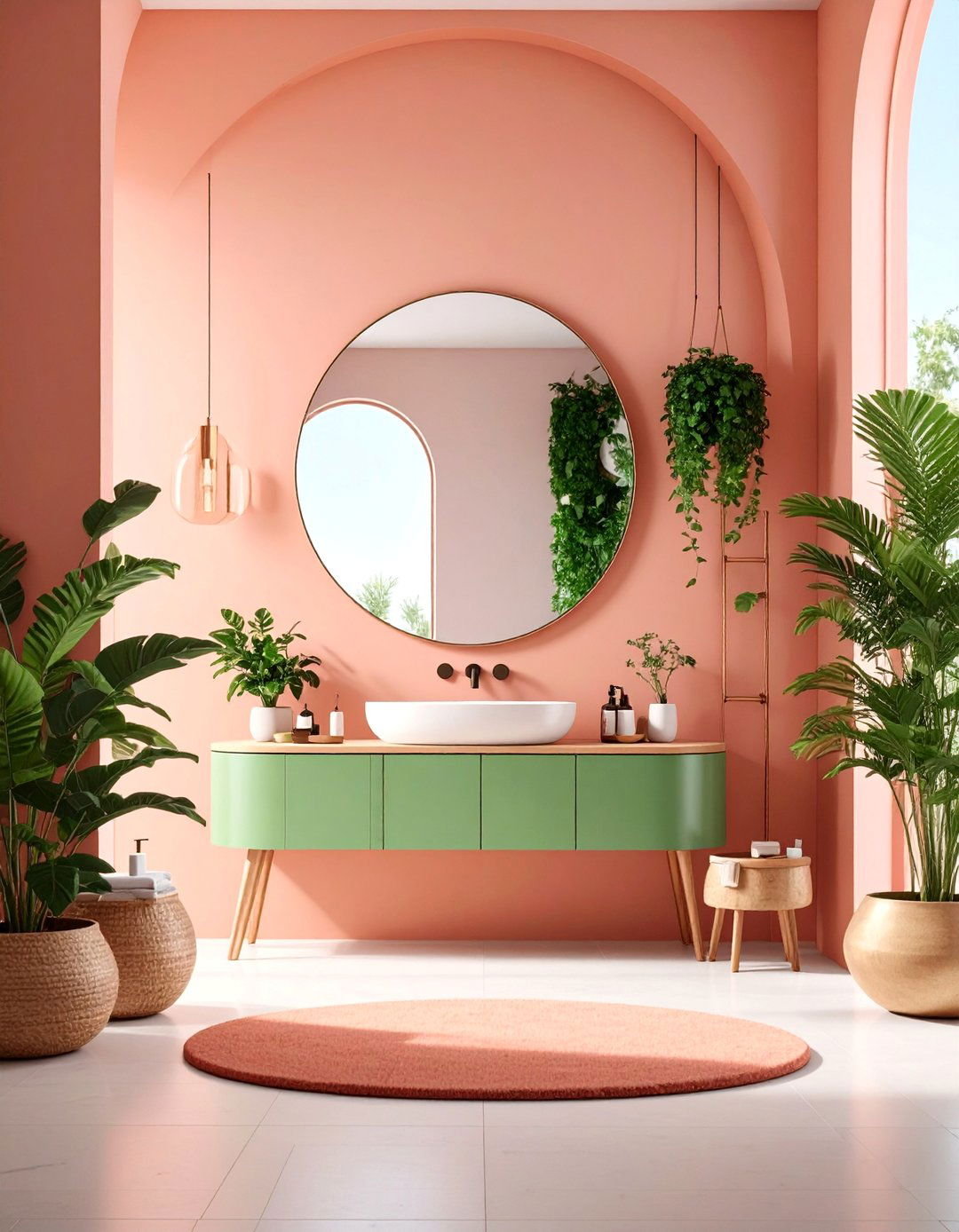 Organic Shaped Mirror Focus - 25 Minimalist Bathroom Ideas