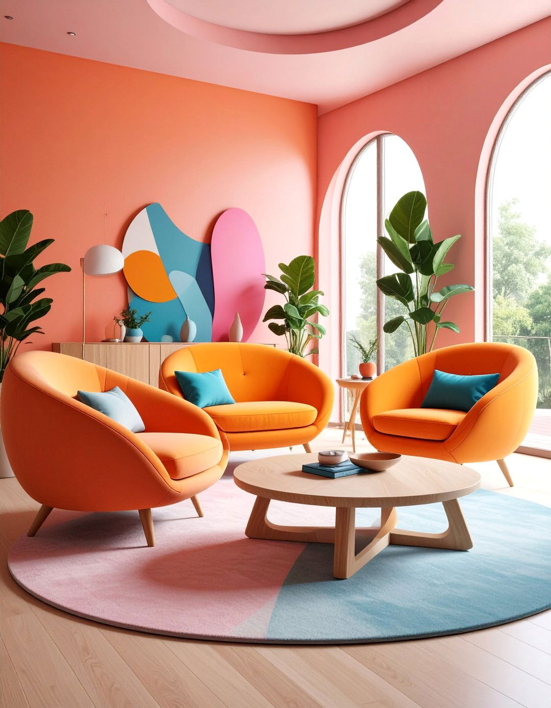 Organic Shapes and Curved Coffee Tables Living Room - 25 Organic Modern Living Room Design Ideas