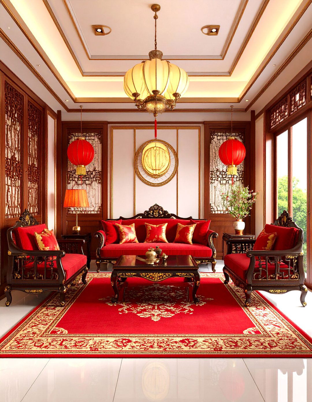 Oriental Dynasty with Lacquered Surfaces - 25 Royal Living Room Design Ideas