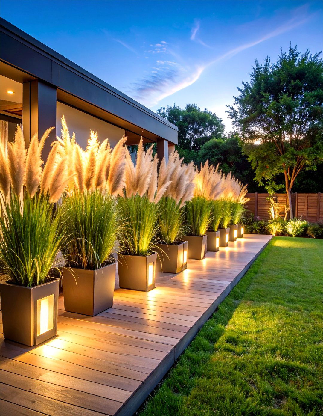 Ornamental Grass Border Privacy - 25 Deck Privacy Ideas