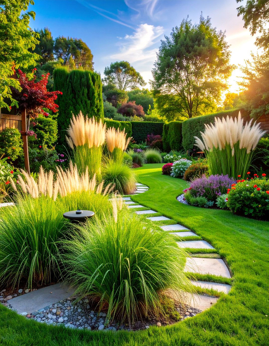 Ornamental Grass Garden with Natural Movement - 25 Front Yard Landscaping Ideas
