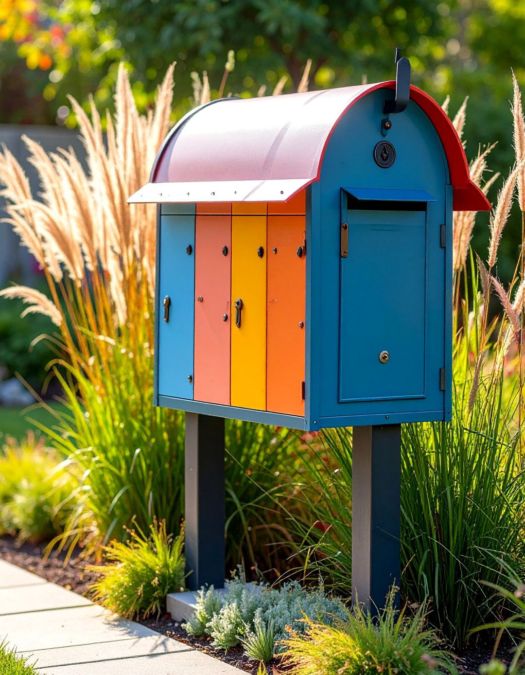 Ornamental Grass Showcase Mailbox - 25 Mailbox Landscaping Ideas