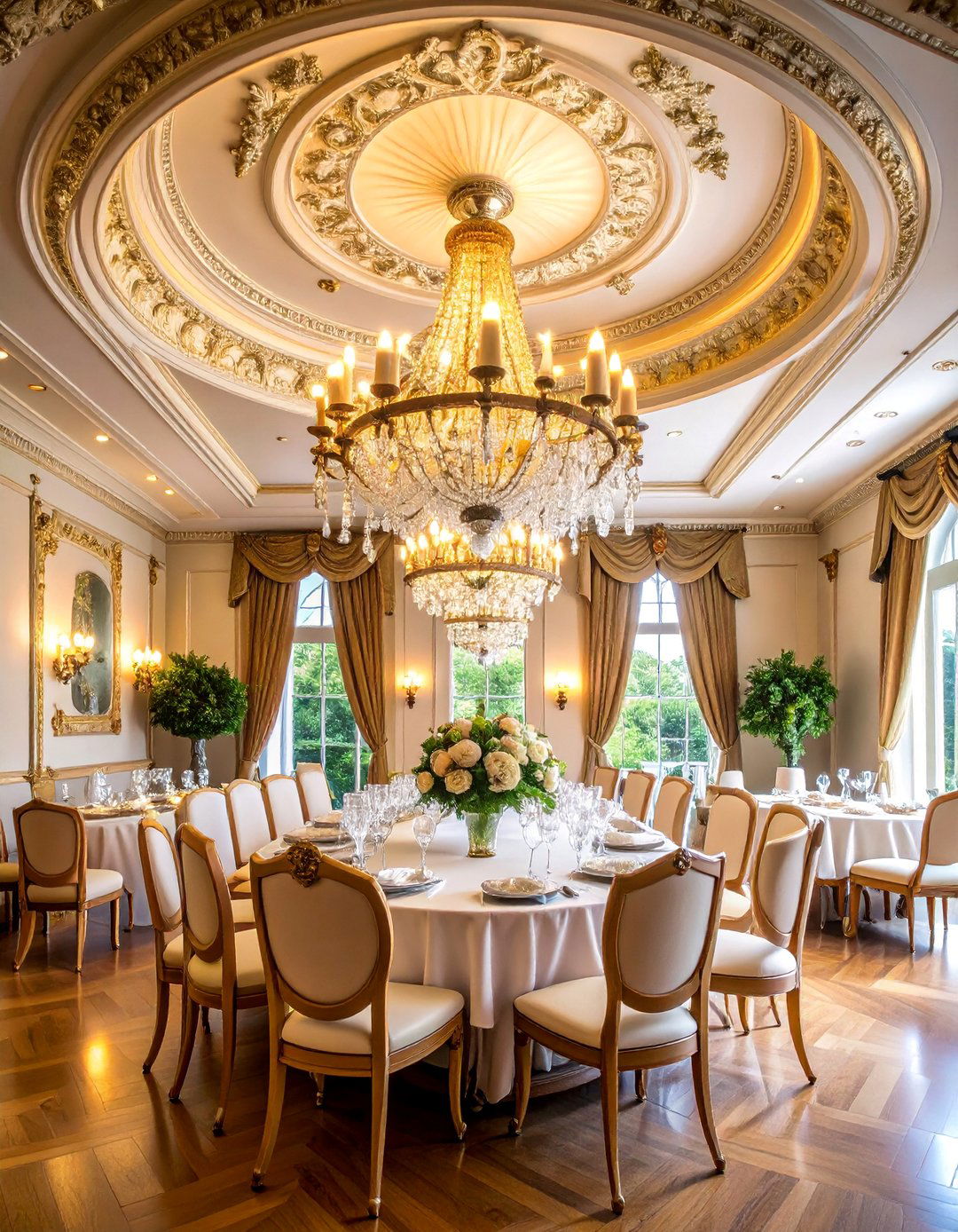 Ornate Ceiling Medallion with Central Fixture - 25 Ceiling Trim Ideas