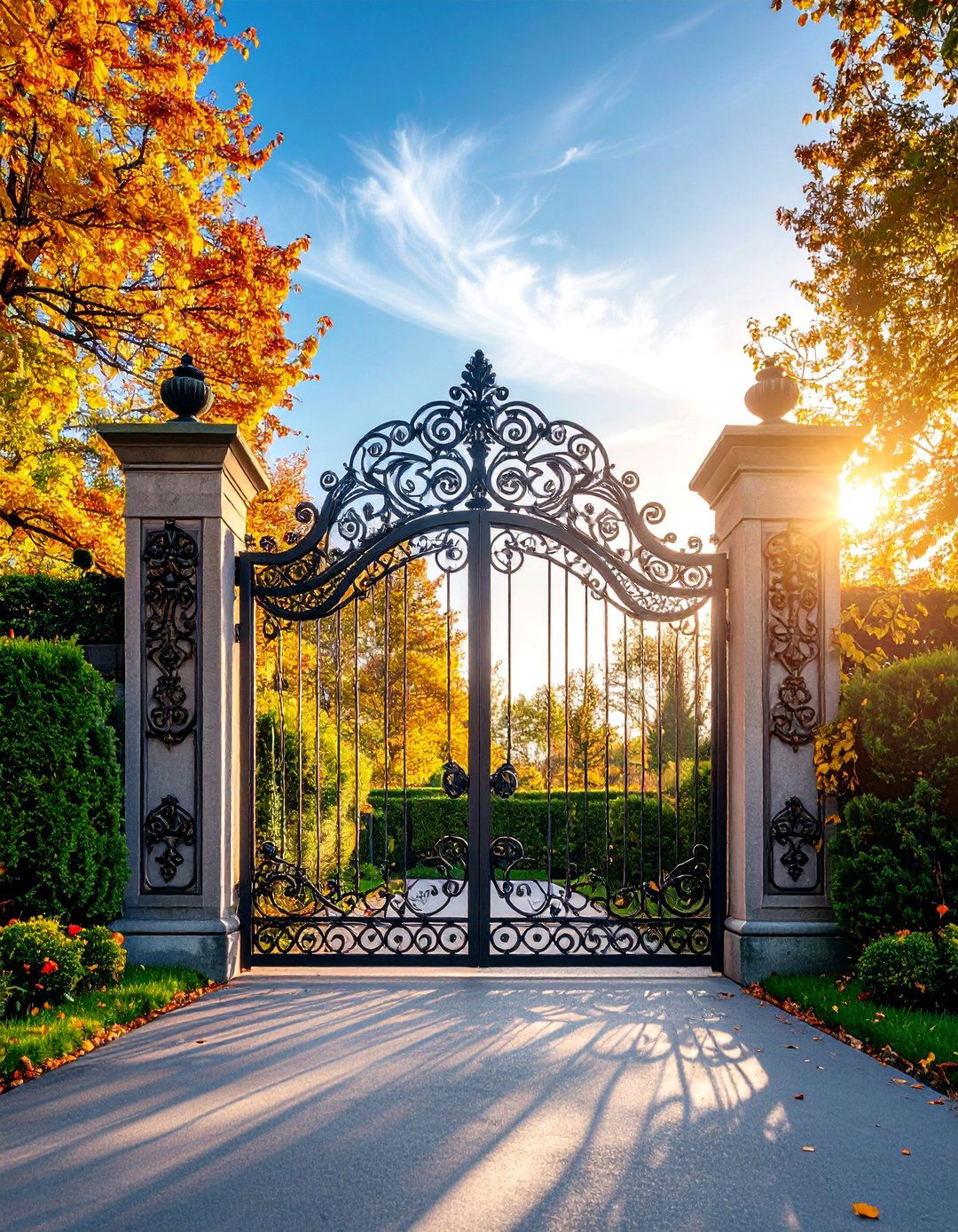 Ornate Decorative Scroll Gate with Artistic Metalwork - 25 Driveway Gate Ideas