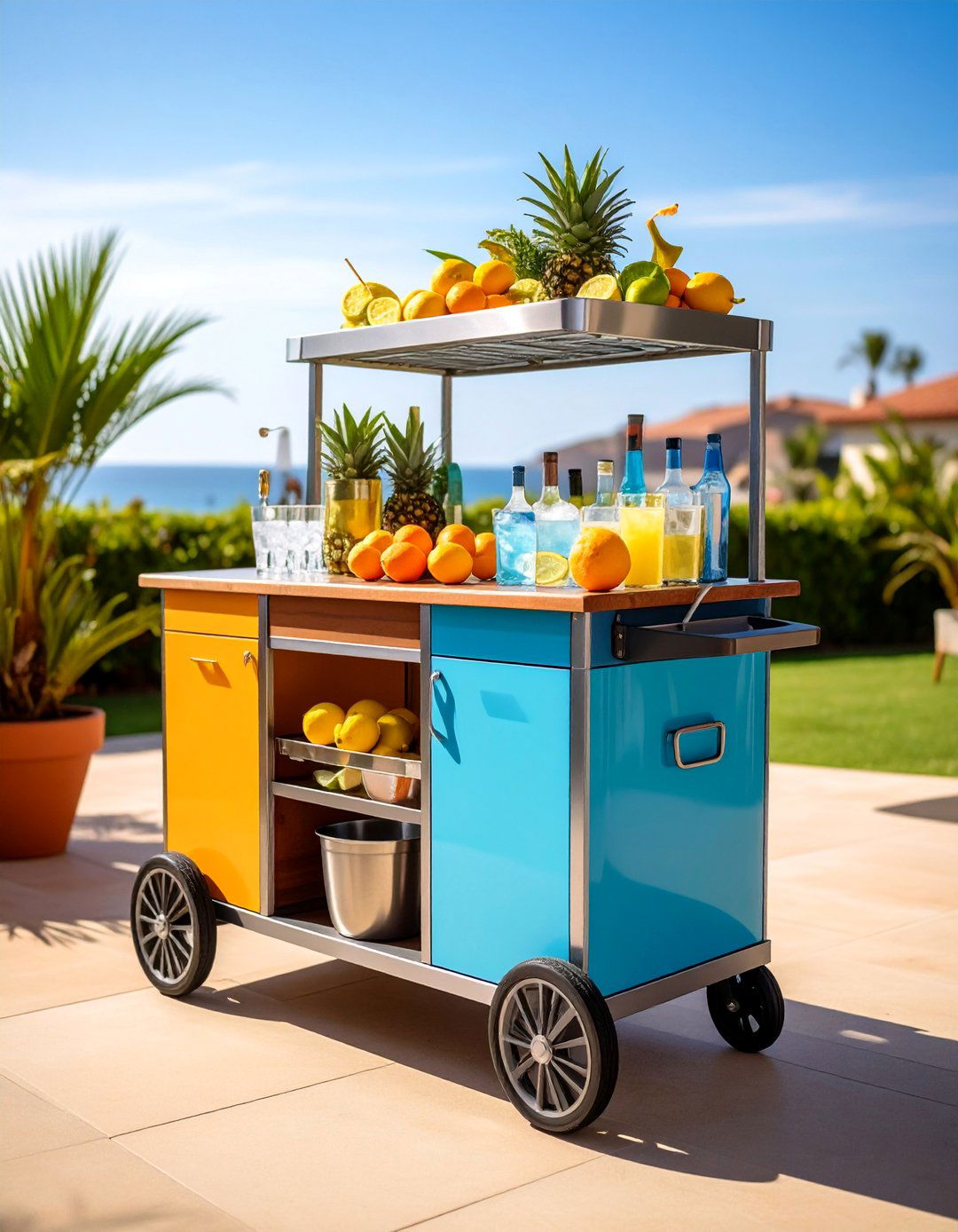 Outdoor Bar Cart with Ice Bucket - 25 Outdoor Furniture Ideas