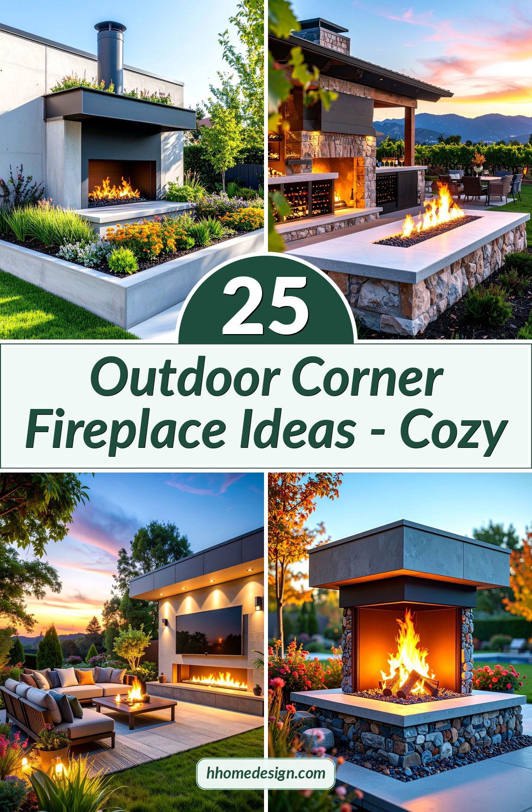 25 Outdoor Corner Fireplace Ideas - Cozy