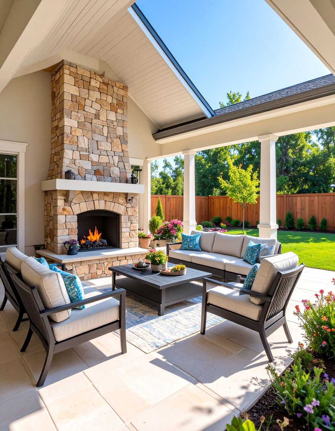 Outdoor Corner Fireplace for Covered Patios - 25 Corner Fireplace Ideas