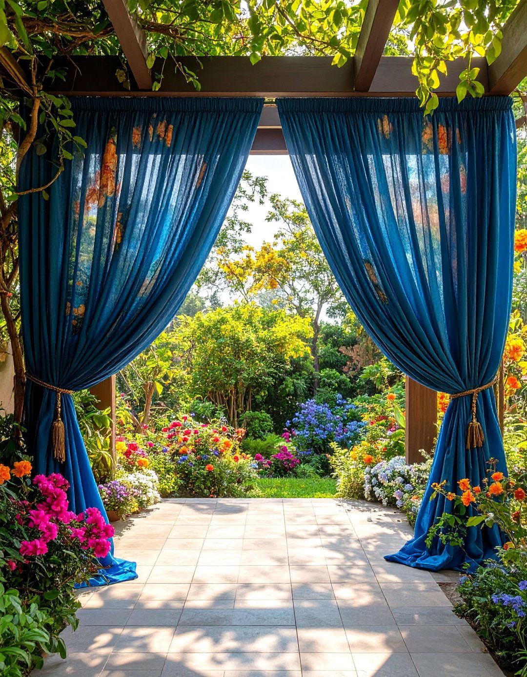 Outdoor Curtain Panels with Artistic Photography Prints - 25 Patio Curtain Ideas